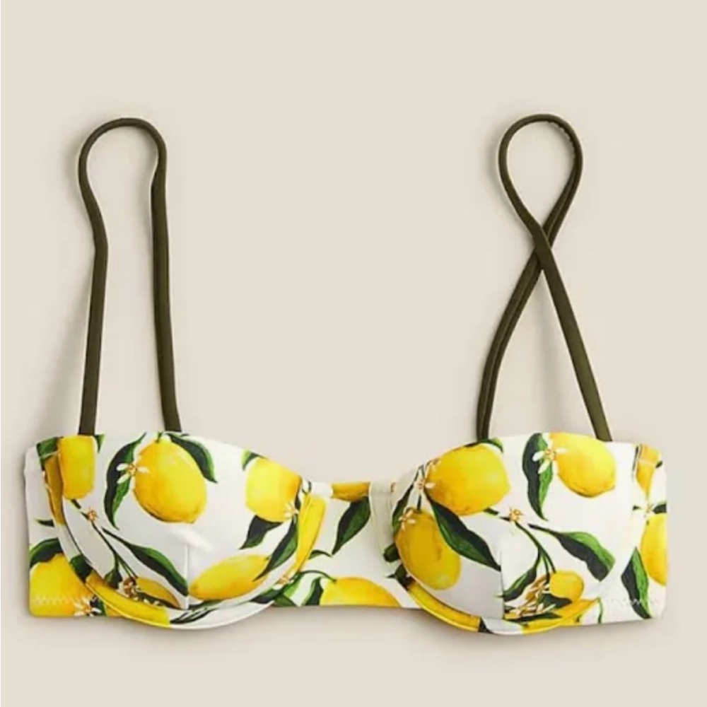 Lemon Print Bikini Top J.Crew 32C brand new w tags